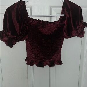 Rewind Deep Burgundy Puff Sleeve Blouse